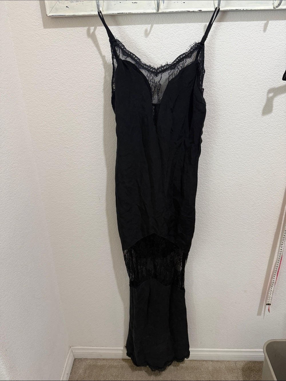 Stone Cold Fox Black Lace-Trim Edwin Slip Dress